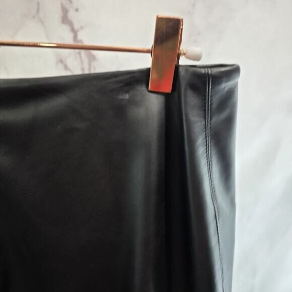 Alice + Olivia Skirt Womens 8 Medium Black Faux Vegan Leather Asymmetric Wrap - Picture 10 of 11